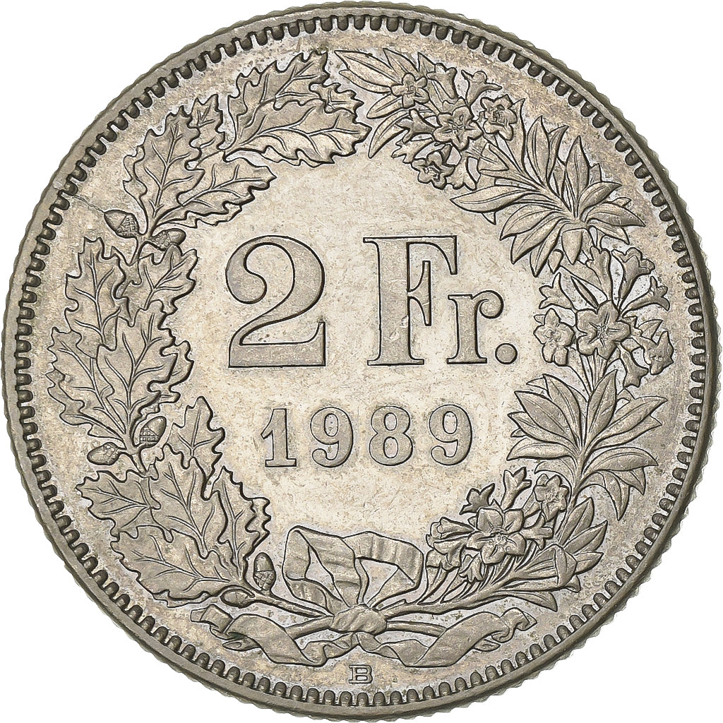 Schweiz, 2 Francs, 1989, Bern, Kupfer-Nickel, VZ, KM:21a.3