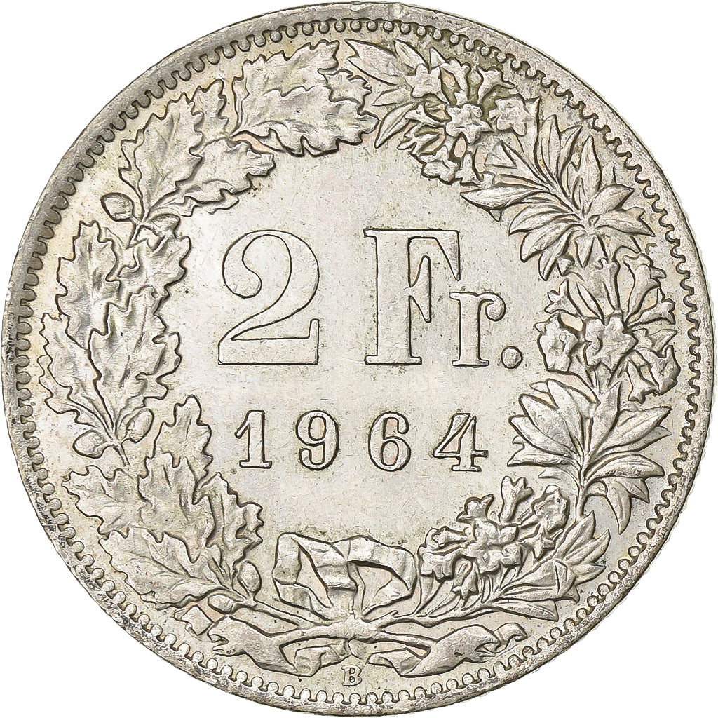 Switzerland, 2 Francs, 1964, Bern, Silver, AU(55-58), KM:21