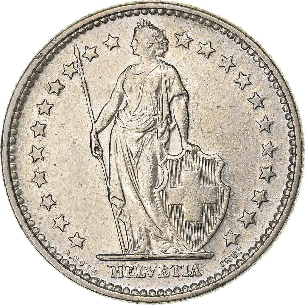Szwajcaria, 2 Francs, 1972, Bern, Miedź-Nikiel, AU(50-53), KM:21a.1