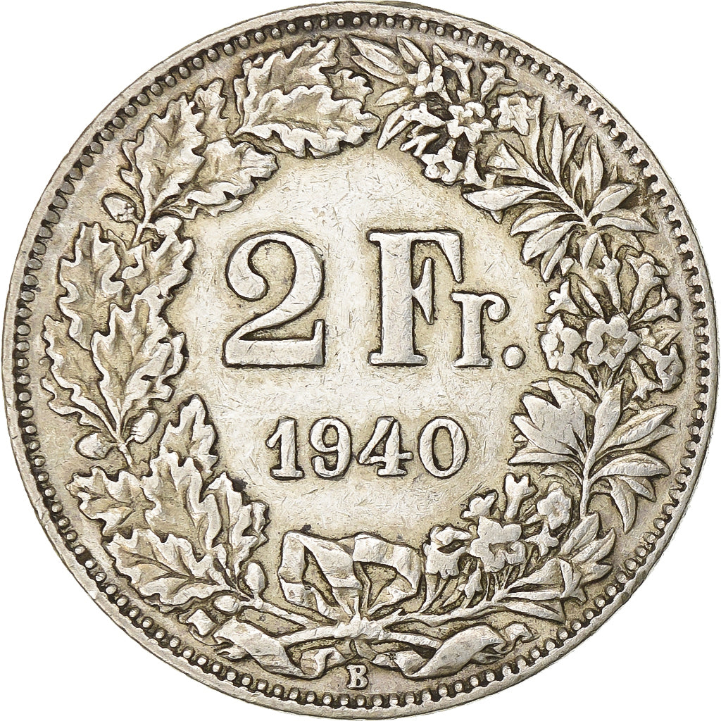 Switzerland, 2 Francs, 1940, Bern, Silver, AU(50-53), KM:21