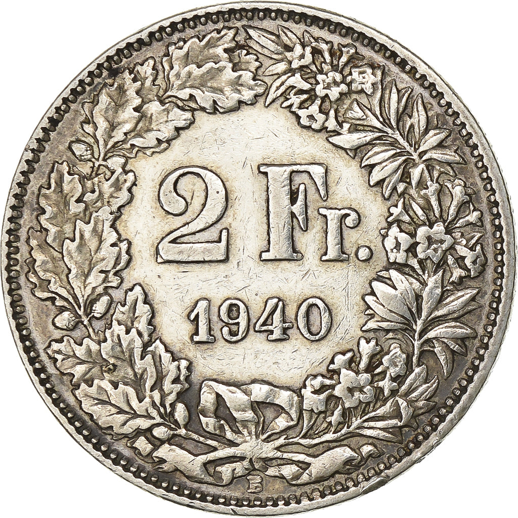 Switzerland, 2 Francs, 1940, Bern, Silver, AU(50-53), KM:21