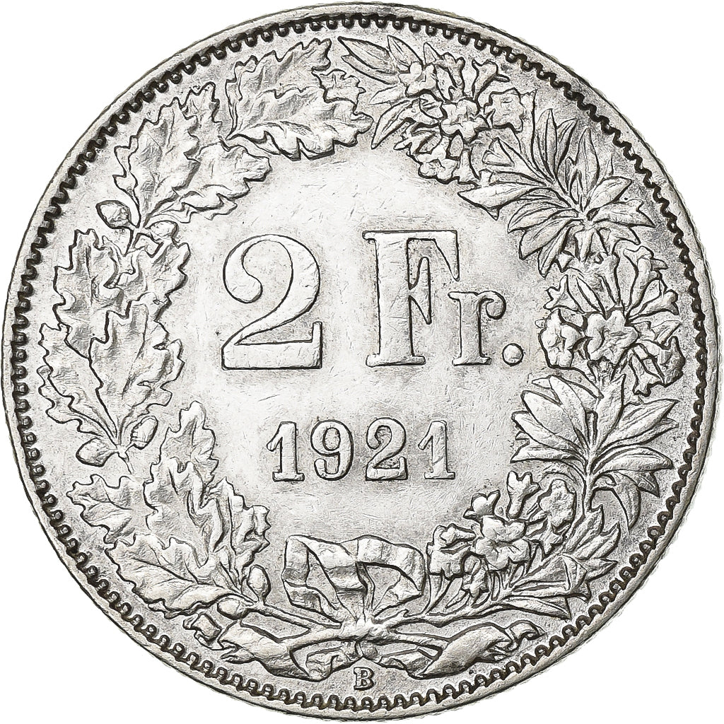 Switzerland, 2 Francs, 1921, Bern, Silver, AU(50-53), KM:21