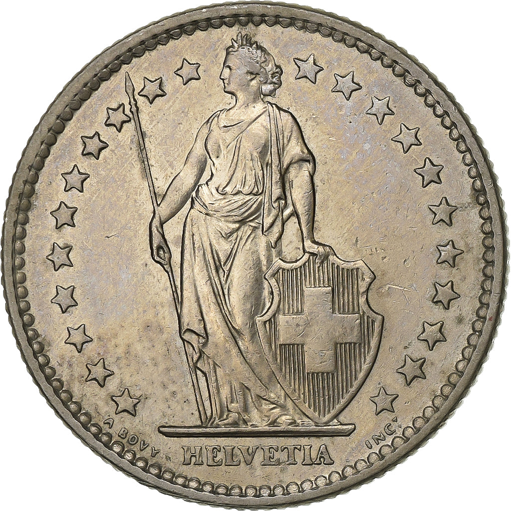 Switzerland, 2 Francs, 1976, Bern, Copper-nickel, AU(50-53), KM:21a.1