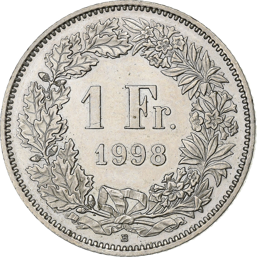 Switzerland, Franc, 1998, Bern, Copper-nickel, AU(55-58), KM:24a.3