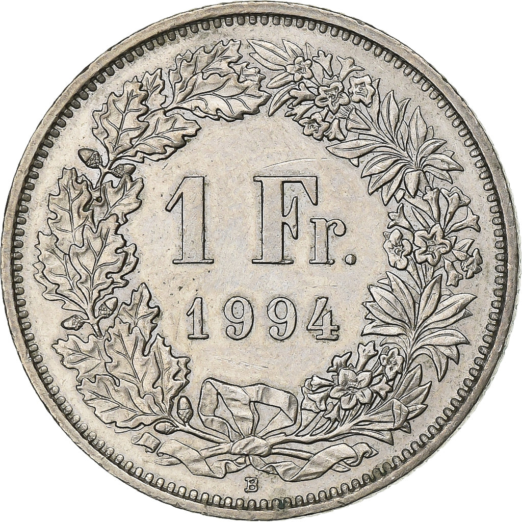Switzerland, Franc, 1994, Bern, Copper-nickel, AU(55-58), KM:24a.3