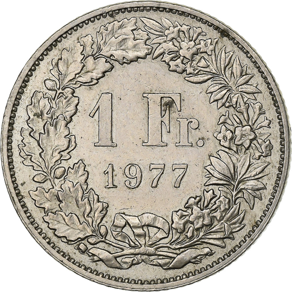 Suiza, Franc, 1977, Bern, Cobre - níquel, MBC+, KM:24a.1