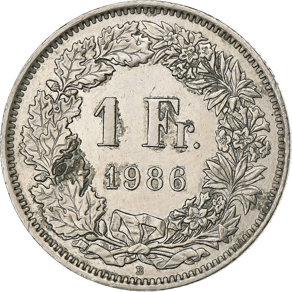 Schweiz, Franc, 1986, Bern, Kupfer-Nickel, SS+, KM:24a.3