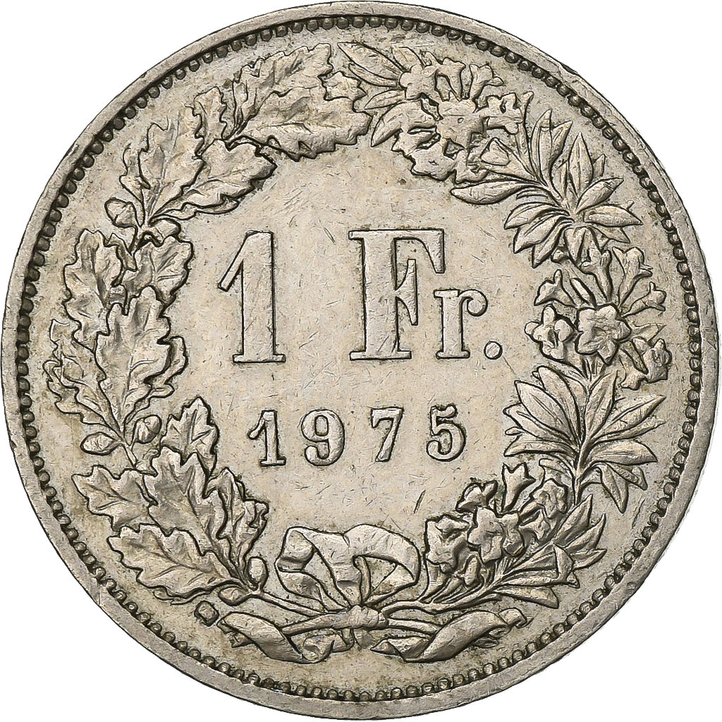 Switzerland, Franc, 1975, Bern, Copper-nickel, AU(55-58), KM:24a.1