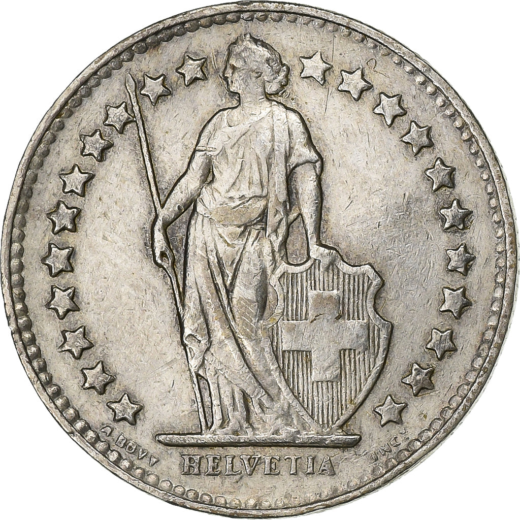 Switzerland, 1/2 Franc, 1945, Bern, Silver, AU(50-53), KM:23