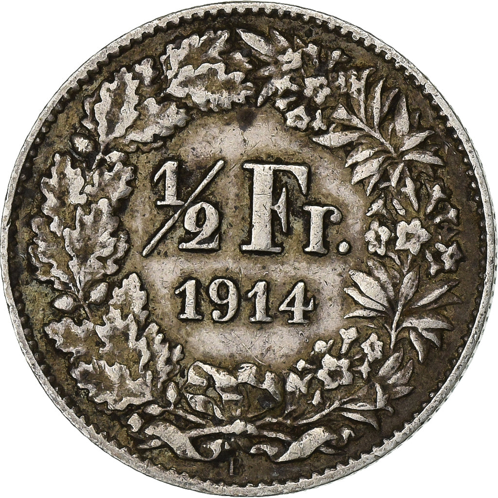 Switzerland, 1/2 Franc, 1914, Bern, Silver, EF(40-45), KM:23