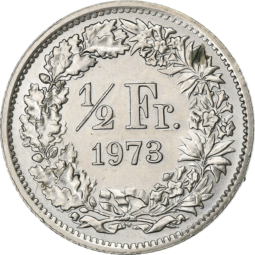 Schweiz, 1/2 Franc, 1973, Bern, Kupfer-Nickel, VZ, KM:23a.1