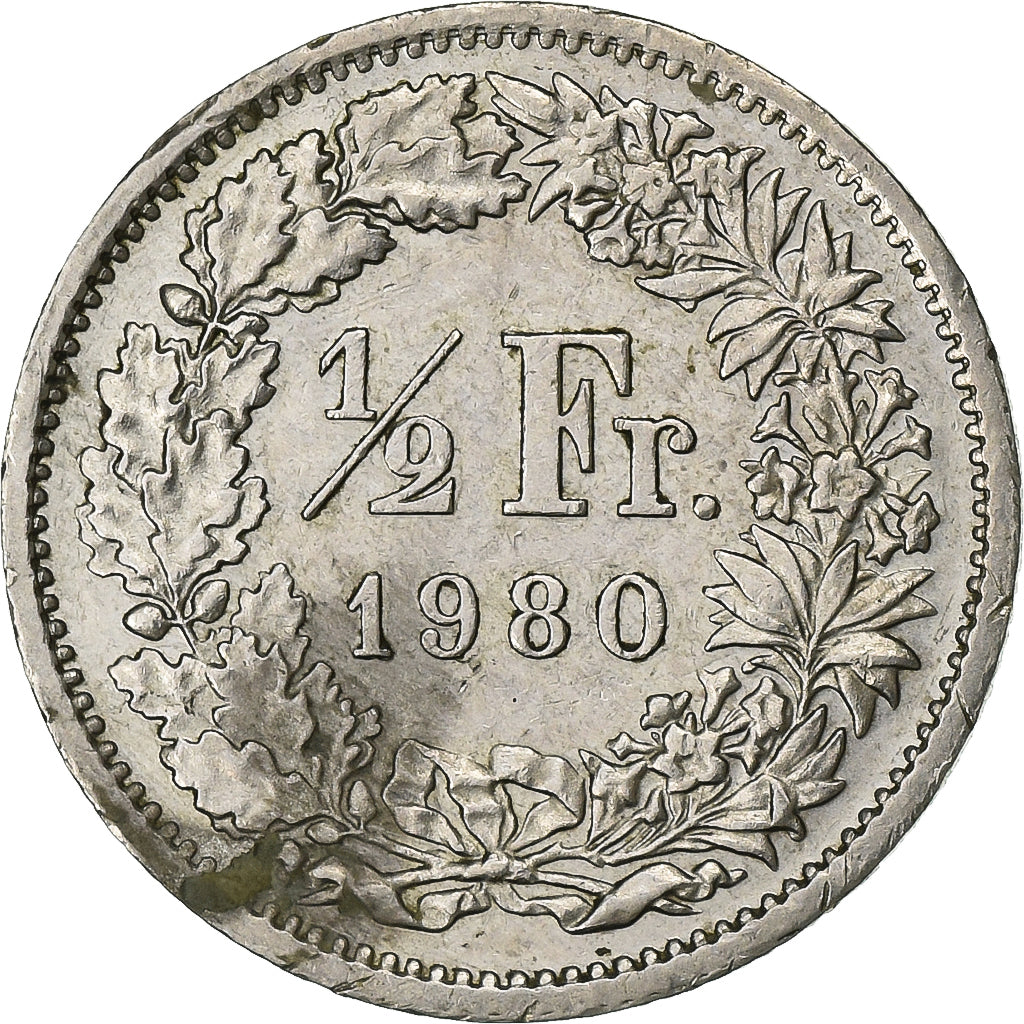 Schweiz, 1/2 Franc, 1980, Bern, Kupfer-Nickel, SS, KM:23a.1