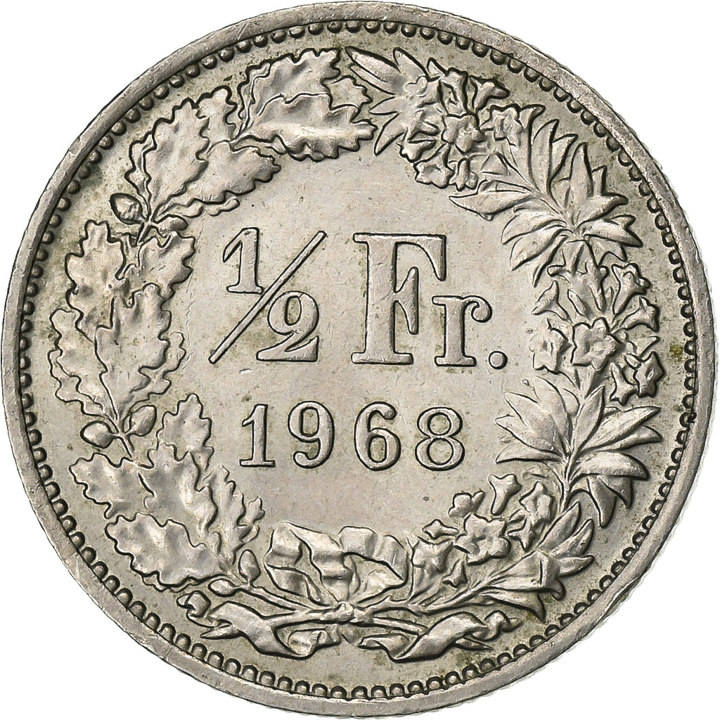 Schweiz, 1/2 Franc, 1968, Bern, Kupfer-Nickel, SS+, KM:23a.1