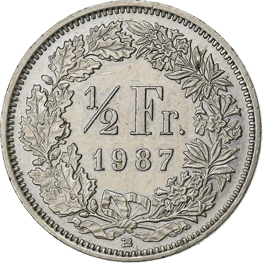 Schweiz, 1/2 Franc, 1987, Bern, Kupfer-Nickel, SS+, KM:23a.3
