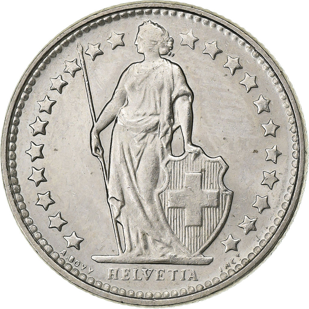 Switzerland, 1/2 Franc, 1975, Bern, Copper-nickel, AU(55-58), KM:23a.1