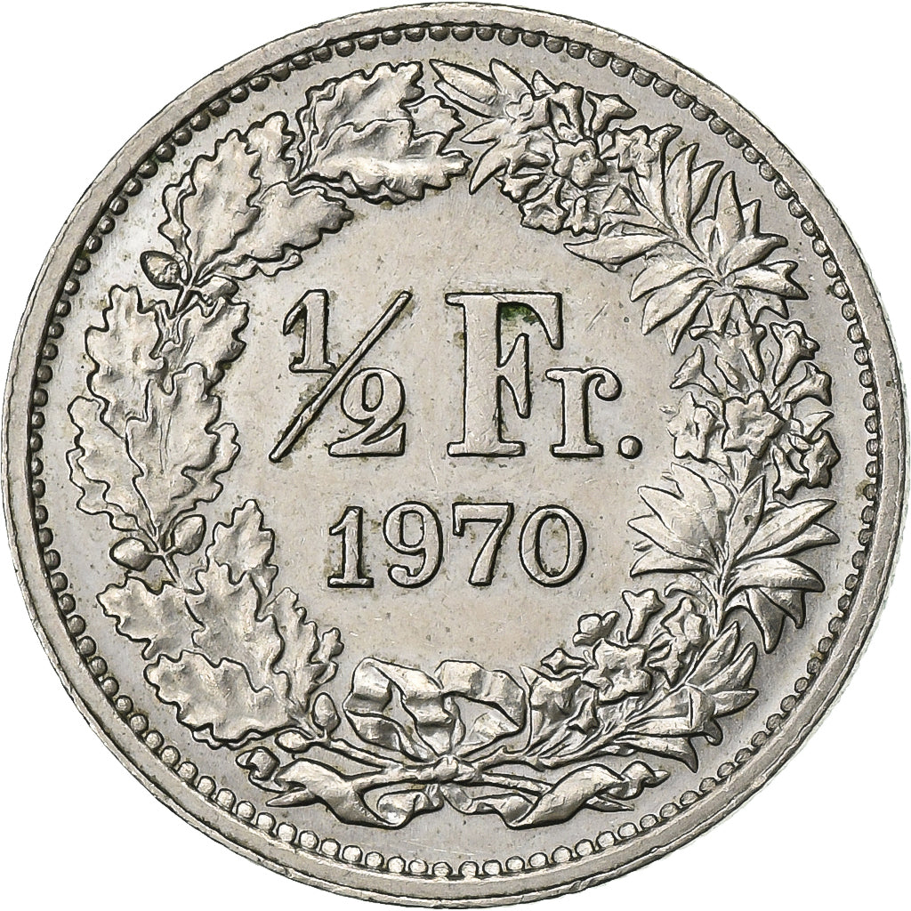 Schweiz, 1/2 Franc, 1970, Bern, Kupfer-Nickel, VZ, KM:23a.1