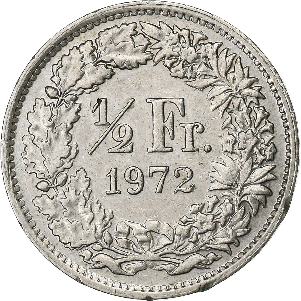 Schweiz, 1/2 Franc, 1972, Bern, Kupfer-Nickel, VZ, KM:23a.1