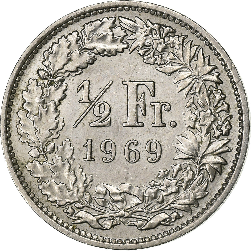 Schweiz, 1/2 Franc, 1969, Bern, Kupfer-Nickel, VZ, KM:23a.1