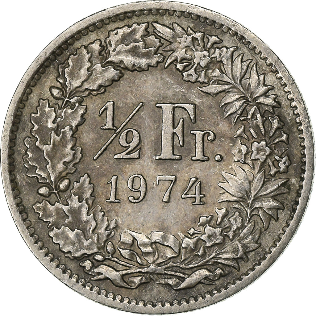 Svizzera, 1/2 Franc, 1974, Bern, Rame-nichel, BB, KM:23a.1