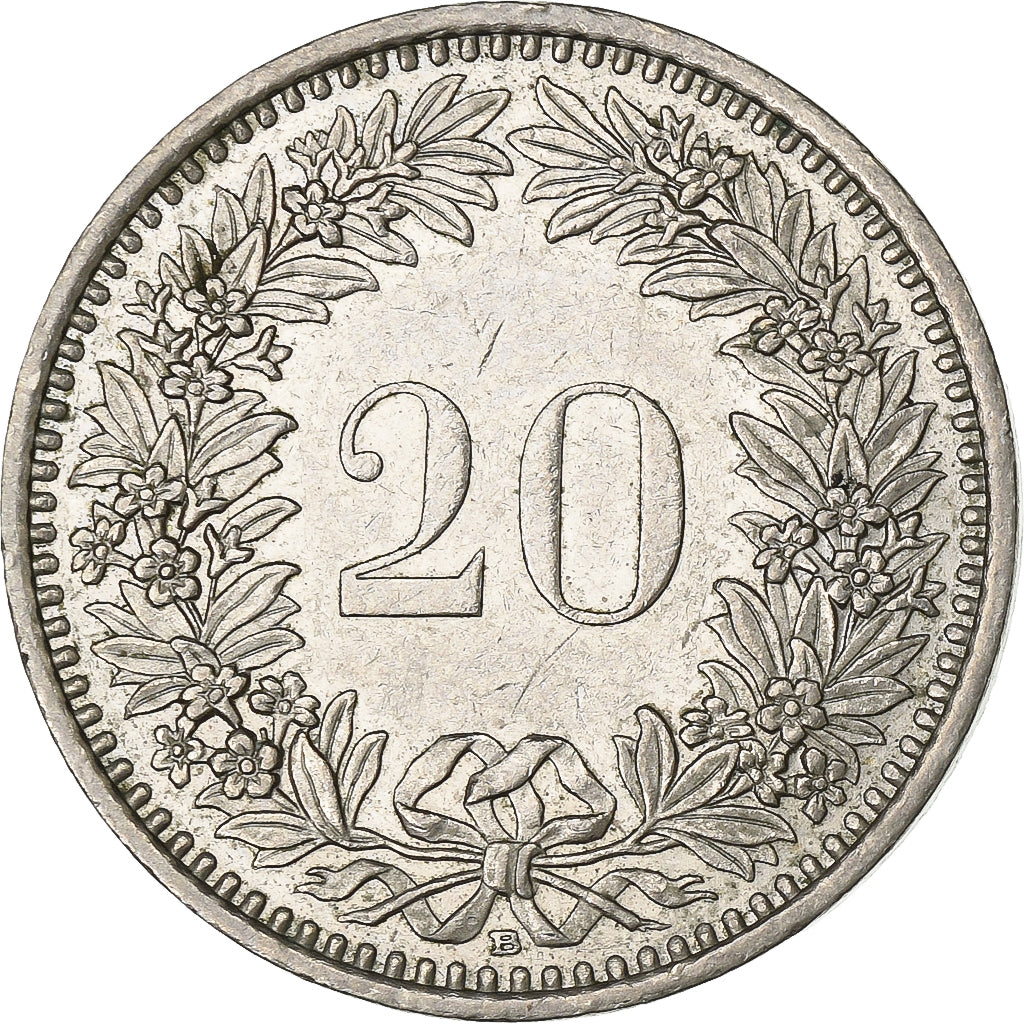Suíça, 20 Rappen, 1987, Bern, Cobre-níquel, AU(50-53), KM:29a