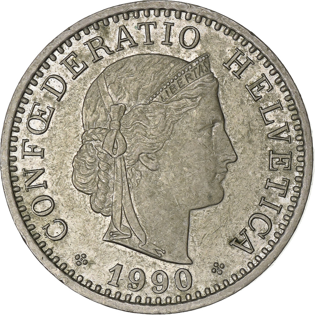 Schweiz, 20 Rappen, 1990, Bern, Kupfer-Nickel, SS+, KM:29a
