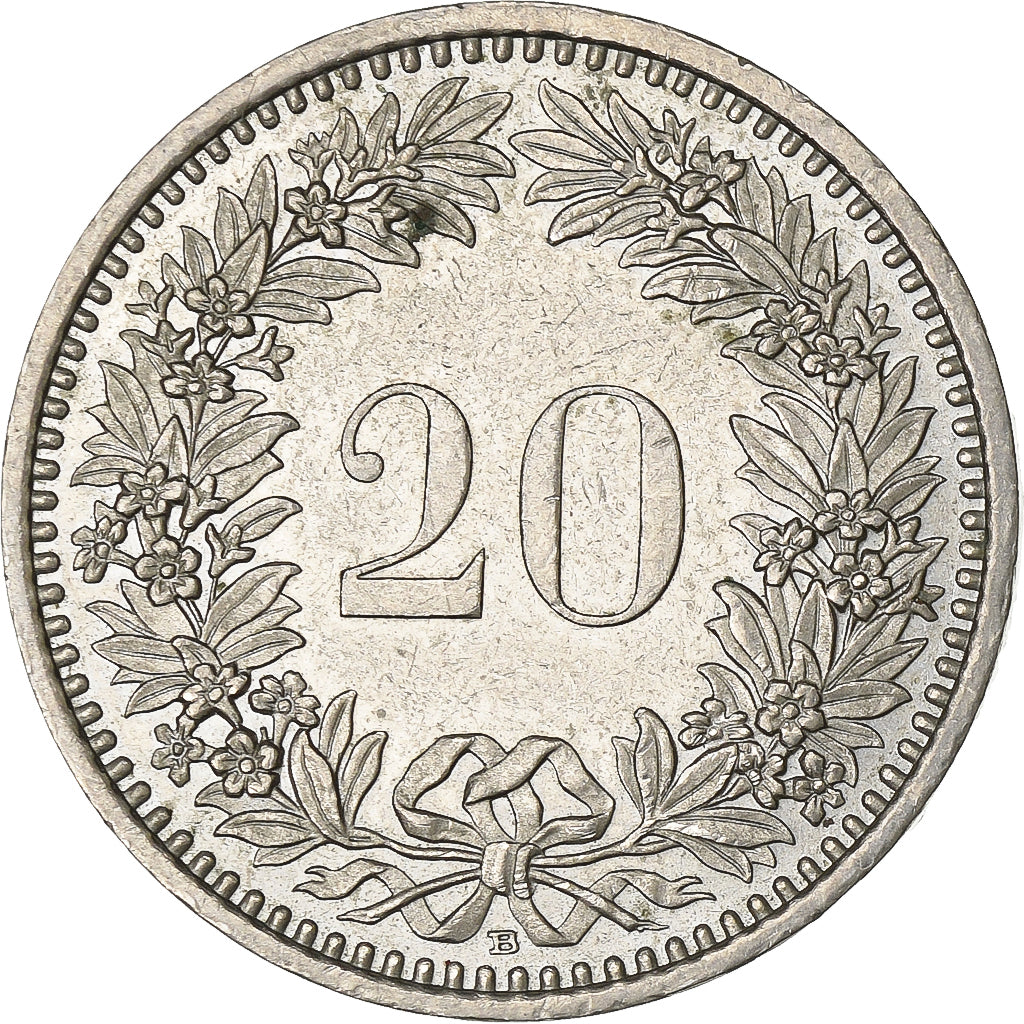 Schweiz, 20 Rappen, 1990, Bern, Kupfer-Nickel, SS+, KM:29a