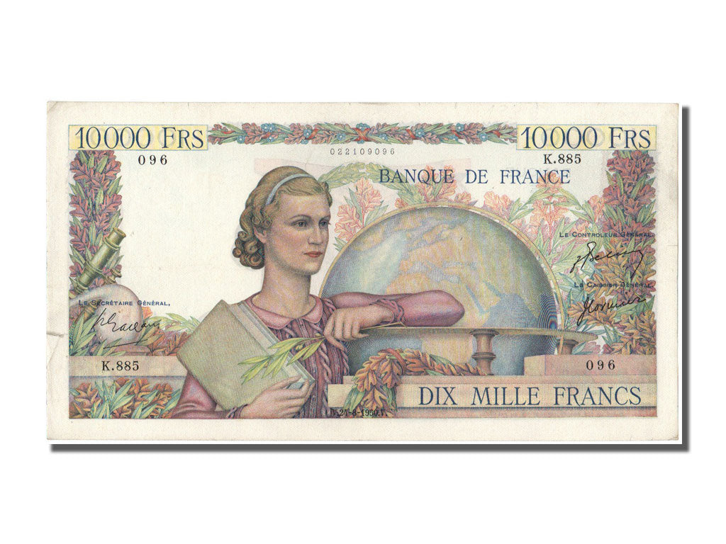 Billete, Francia, 10,000 Francs, 10 000 F 1945-1956 ''Génie Français'', 1950