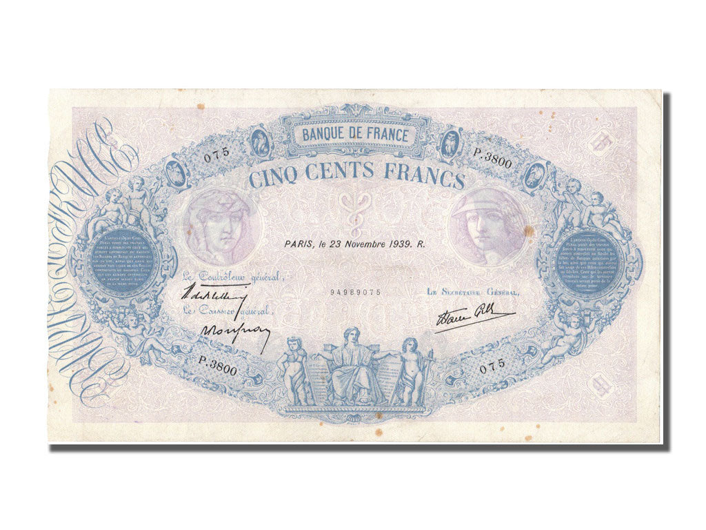 Billet, France, 500 Francs, 500 F 1888-1940 ''Bleu et Rose'', 1939, TB+