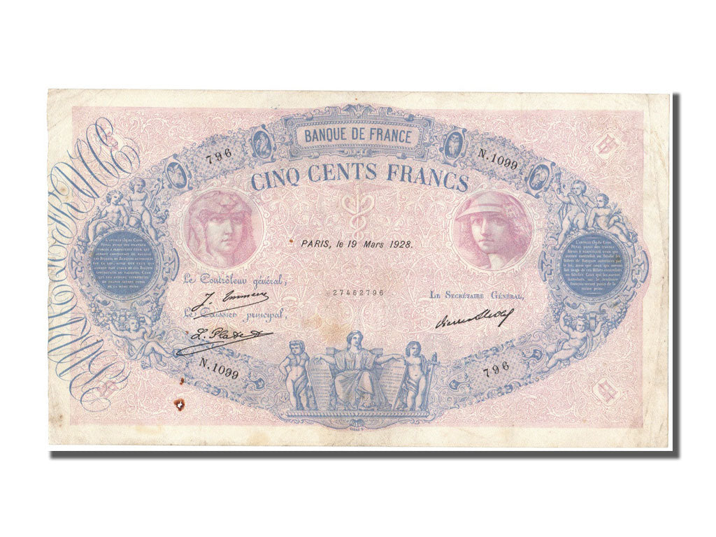 Banknote, France, 500 Francs, 500 F 1888-1940 ''Bleu et Rose'', 1928