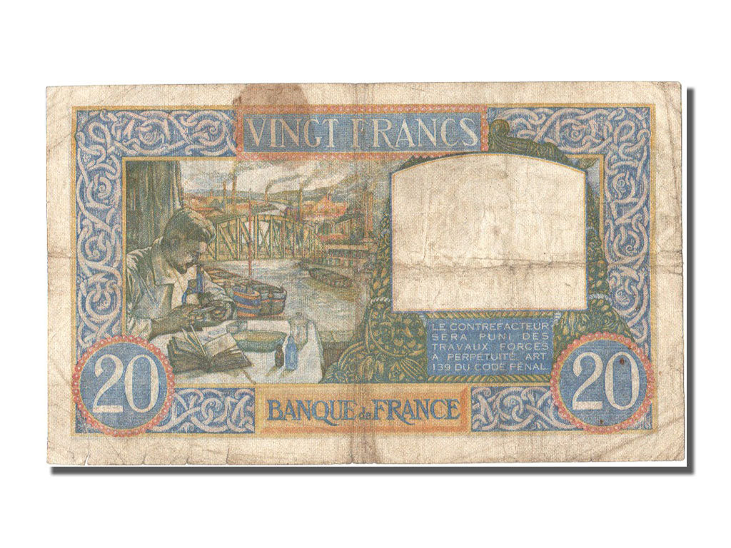 Banconote, Francia, 20 Francs, 20 F 1939-1942 ''Science et Travail'', 1940