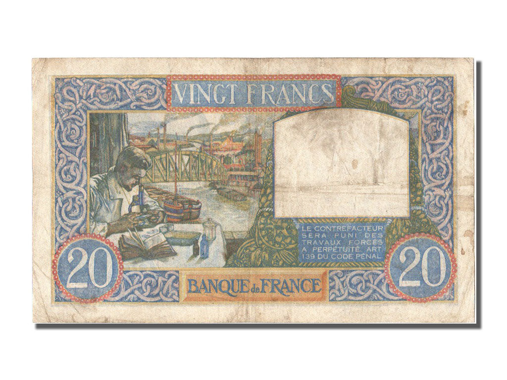 Billete, Francia, 20 Francs, 20 F 1939-1942 ''Science et Travail'', 1940