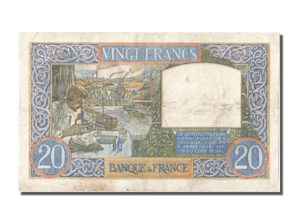 Banknote, France, 20 Francs, 20 F 1939-1942 ''Science et Travail'', 1940