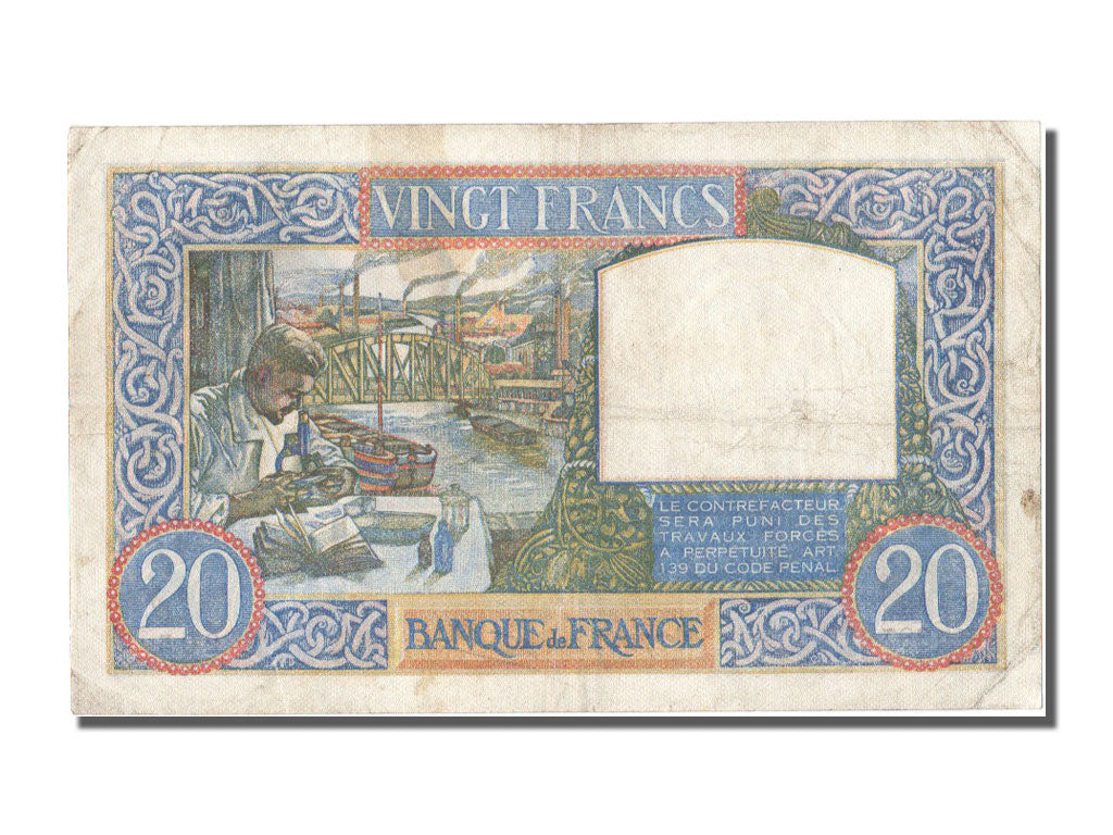 Billete, Francia, 20 Francs, 20 F 1939-1942 ''Science et Travail'', 1940