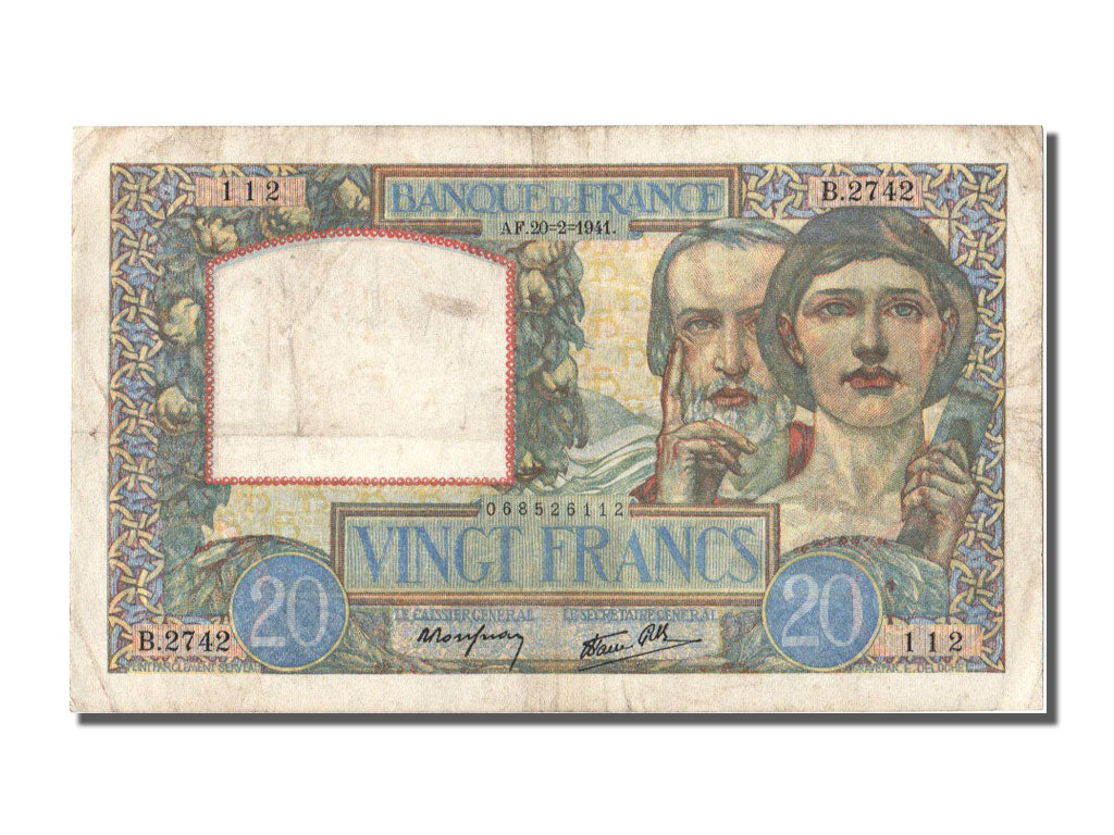 Biljet, Frankrijk, 20 Francs, 20 F 1939-1942 ''Science et Travail'', 1941
