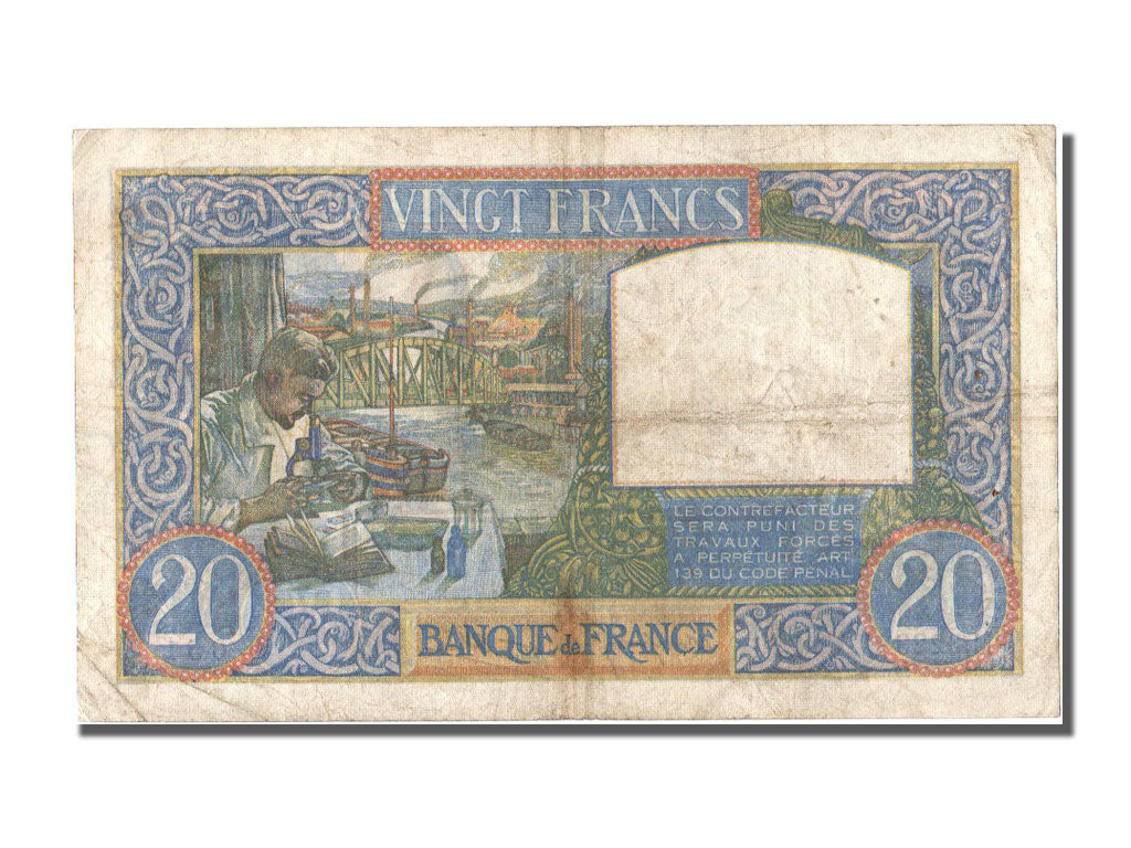 Billete, Francia, 20 Francs, 20 F 1939-1942 ''Science et Travail'', 1941