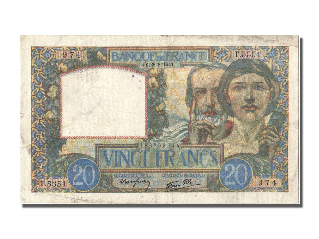 Billet, France, 20 Francs, 20 F 1939-1942 ''Science et Travail'', 1941, TTB