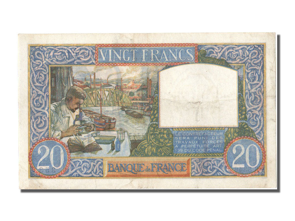 Banknote, France, 20 Francs, 20 F 1939-1942 ''Science et Travail'', 1941