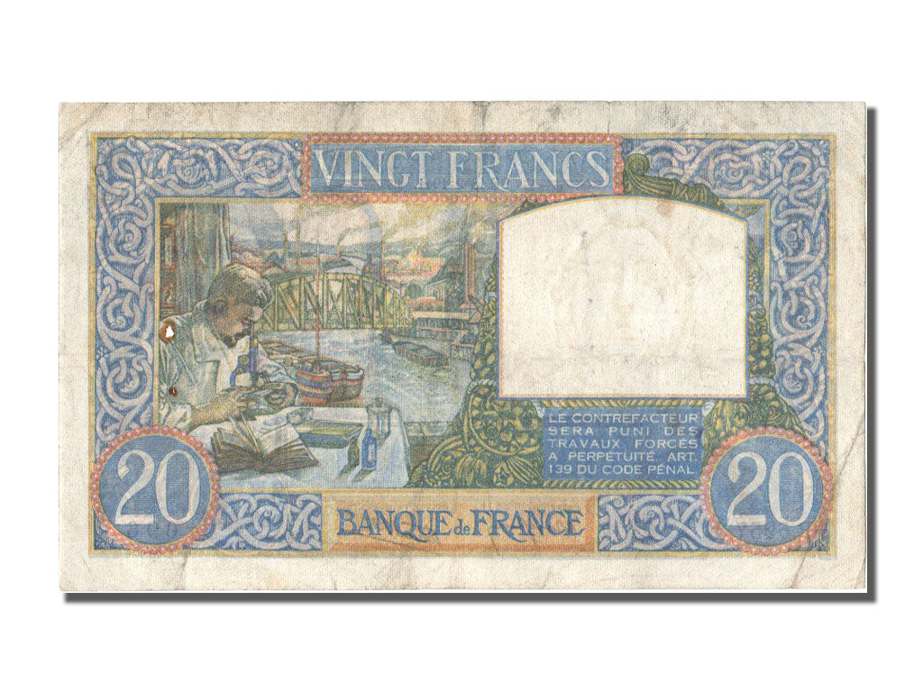 Banknote, France, 20 Francs, 20 F 1939-1942 ''Science et Travail'', 1941