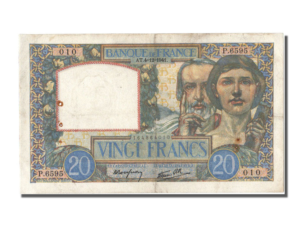 Billet, France, 20 Francs, 20 F 1939-1942 ''Science et Travail'', 1941