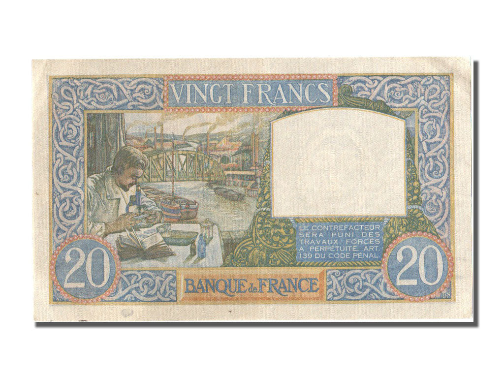 Banknote, France, 20 Francs, 20 F 1939-1942 ''Science et Travail'', 1941