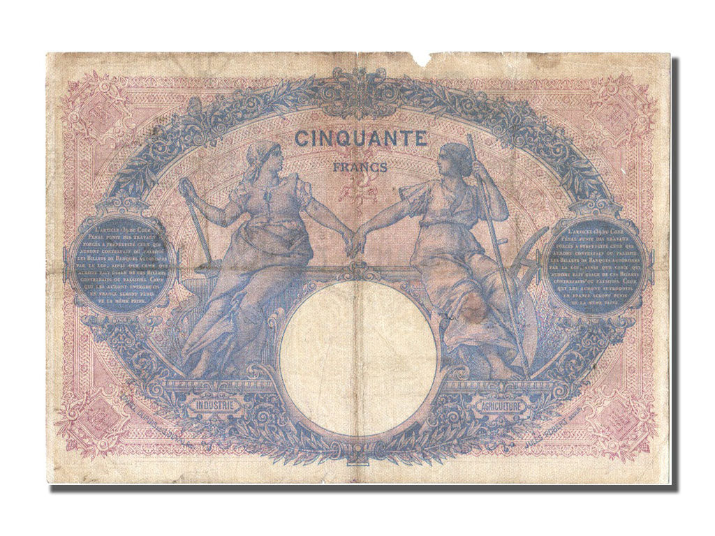 Billete, Francia, 50 Francs, 50 F 1889-1927 ''Bleu et Rose'', 1911, 1911-07-05