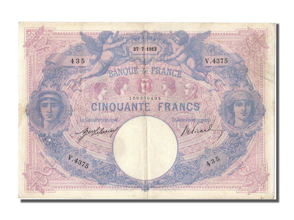 Banconote, Francia, 50 Francs, 50 F 1889-1927 ''Bleu et Rose'', 1912