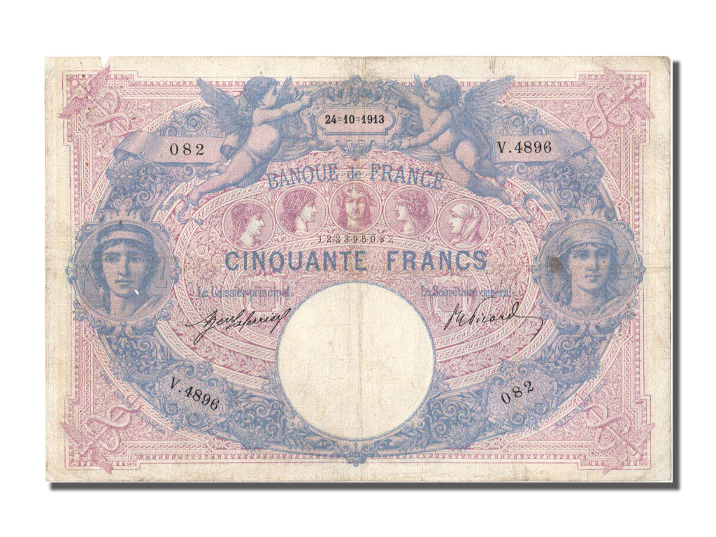 Banknot, Francja, 50 Francs, Bleu et Rose, 1913, 1913-10-24, EF(40-45)