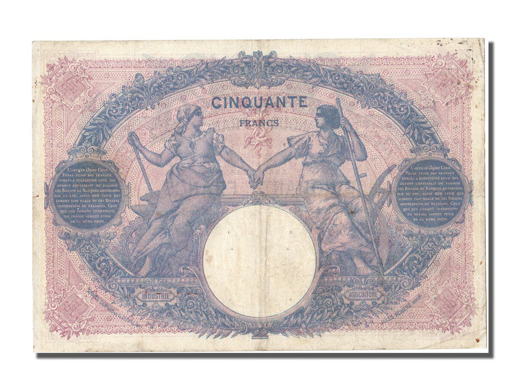 Banconote, Francia, 50 Francs, 50 F 1889-1927 ''Bleu et Rose'', 1915
