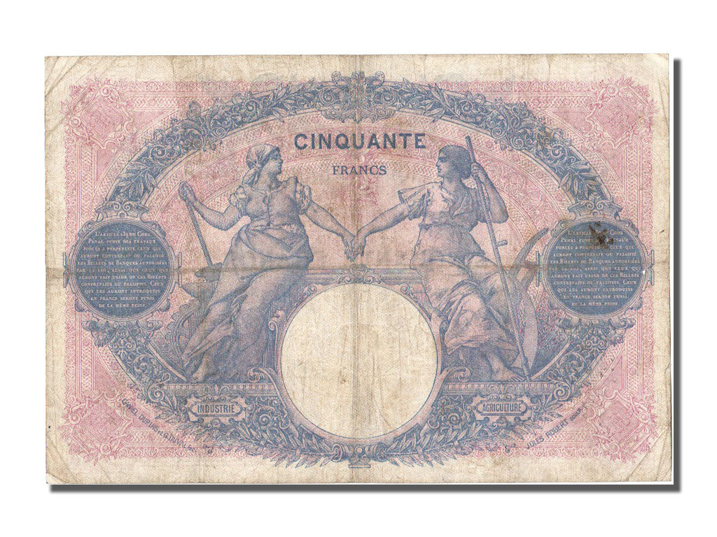 Banknot, Francja, 50 Francs, Bleu et Rose, 1918, 1918-03-04, EF(40-45)
