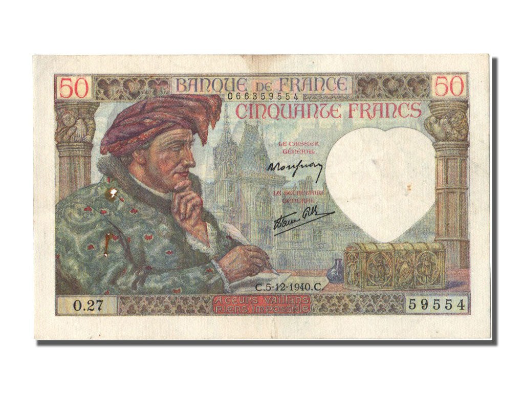 Billet, France, 50 Francs, 50 F 1940-1942 ''Jacques Coeur'', 1940, 1940-12-05