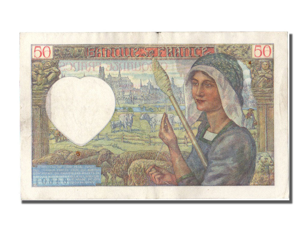 Banknot, Francja, 50 Francs, Jacques Coeur, 1940, 1940-12-05, EF(40-45)