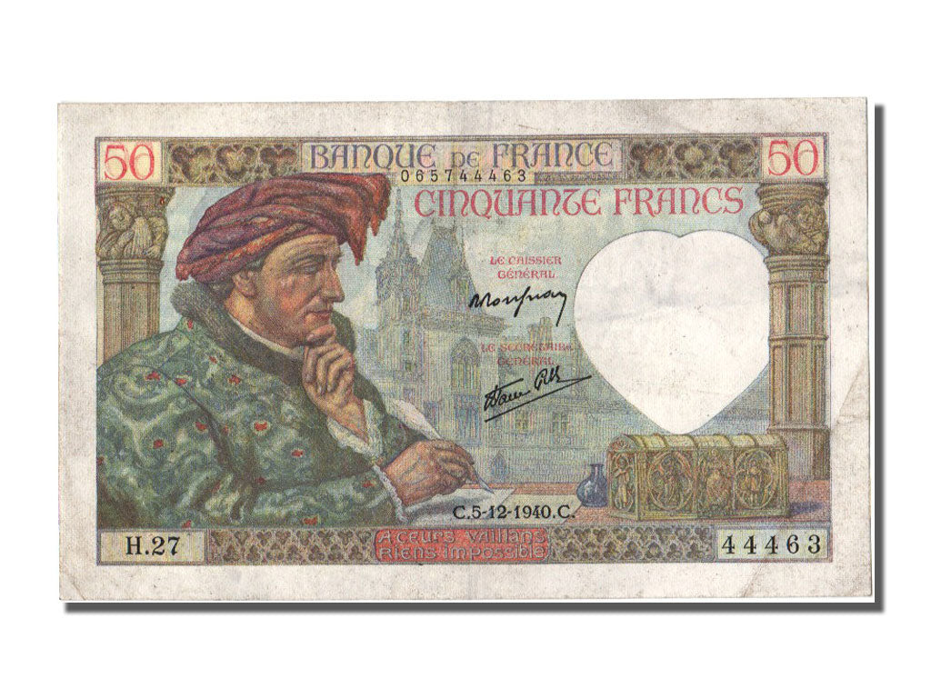Billet, France, 50 Francs, 50 F 1940-1942 ''Jacques Coeur'', 1940, 1940-12-05