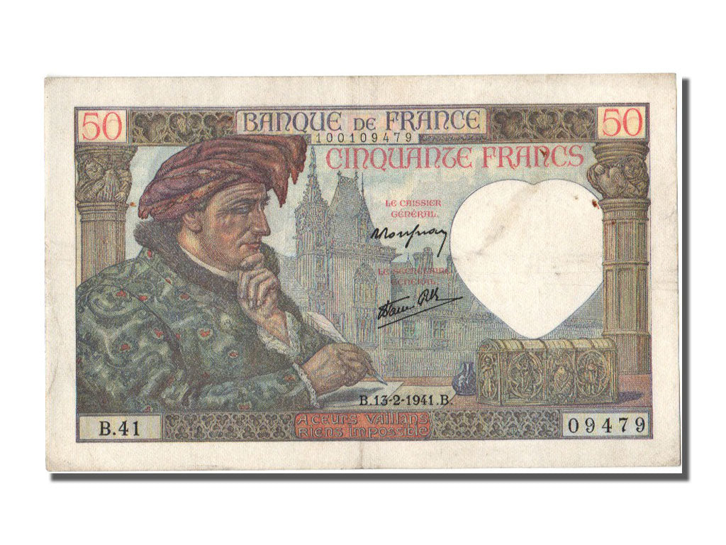 Biljet, Frankrijk, 50 Francs, 50 F 1940-1942 ''Jacques Coeur'', 1941