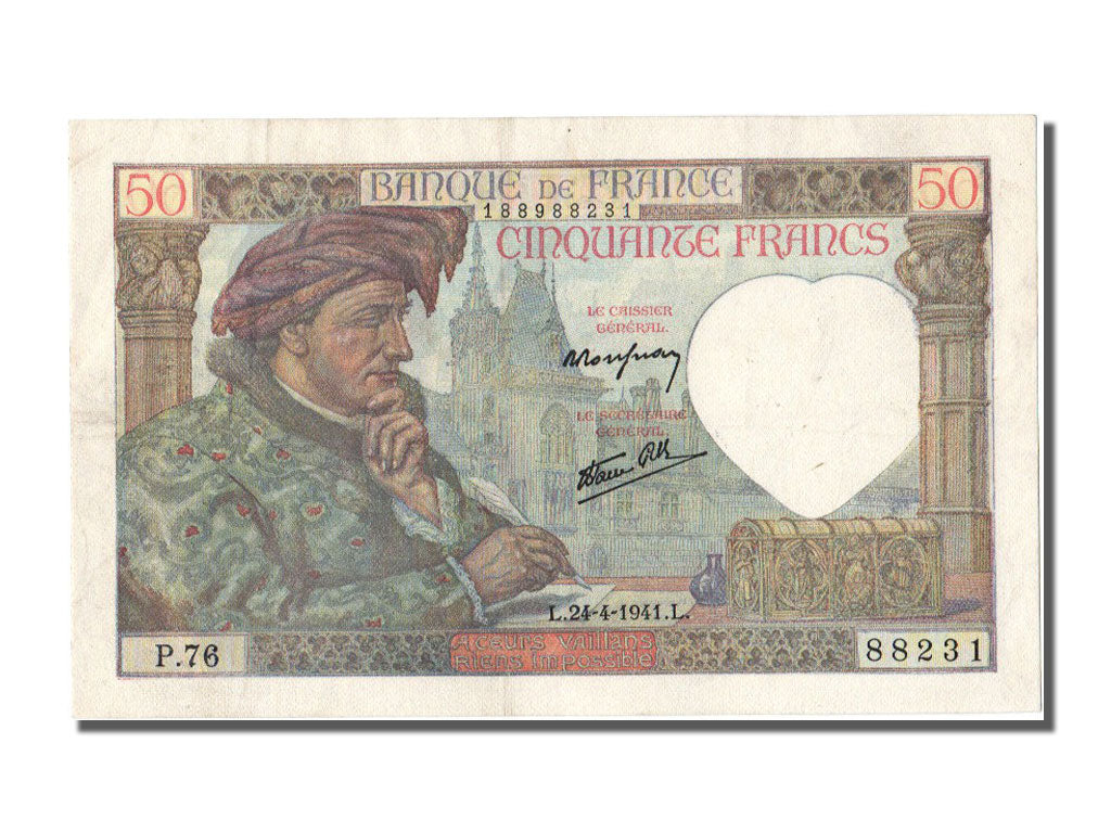Billet, France, 50 Francs, 50 F 1940-1942 ''Jacques Coeur'', 1941, 1941-04-24